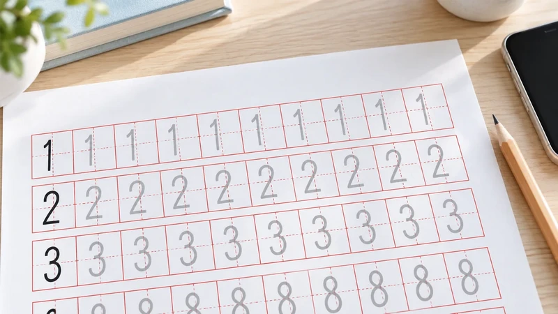 一年级数字1—10描红字帖与铅笔练习场景