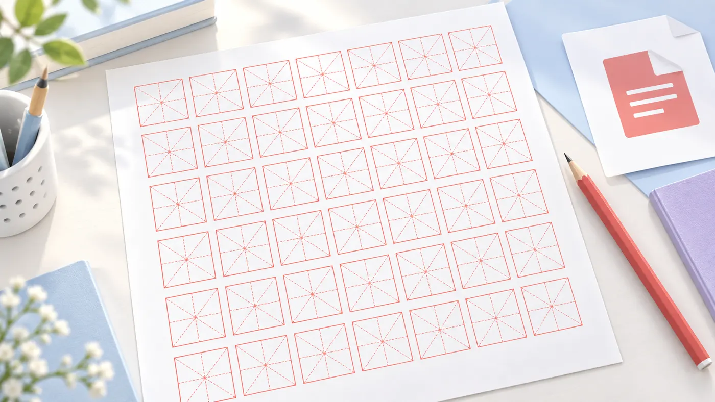 手机制作米字格字帖并下载PDF