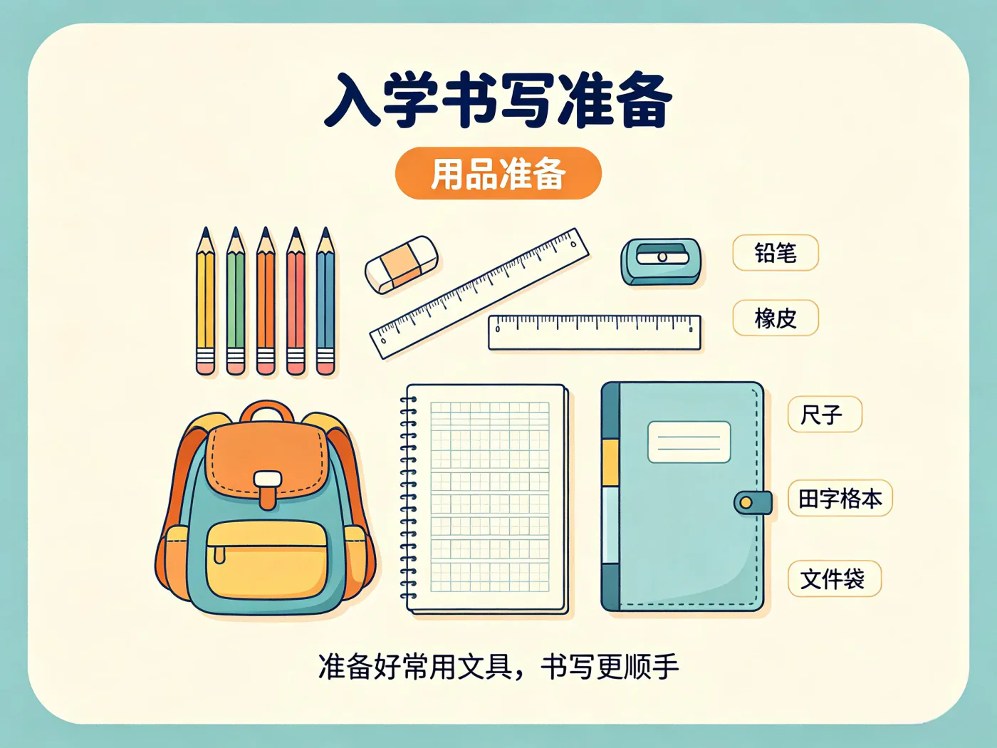 一年级新生入学书写用品准备清单